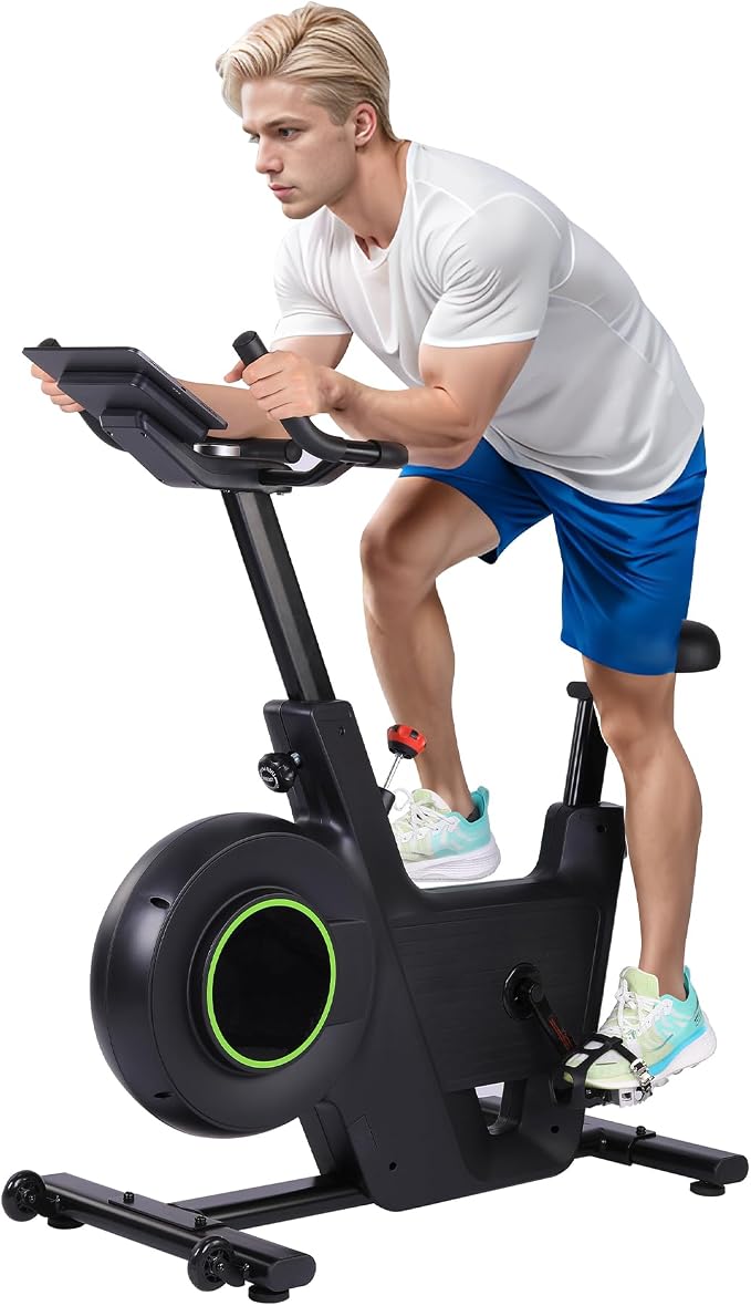  Exercise Bike, Adjustable Magnetic Resistance Stationary Bikes with Smart Knob Resistance,300Lbs Weight Capacity Indoor Cycling Bike WithLCD Monitor & IPad Mount ﻿