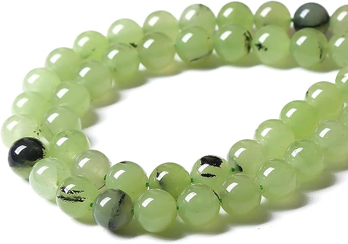60pcs 6mm Natural Prehnite Jade Stone Round Loose Spacer Beads for DIY Jewelry Making Necklaces Bracelets Healing Energy Beads (6mm, Prehnite Jade)