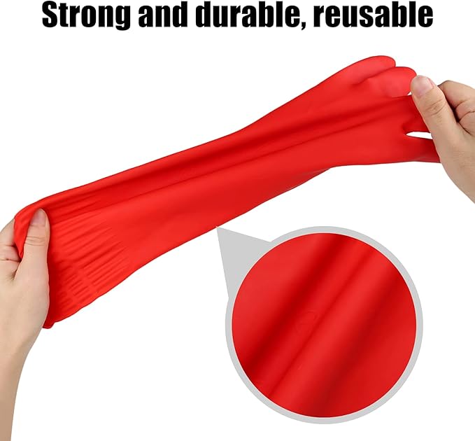 Rubber cleaning gloves 1 or 3 Pairs for kitchen,Cotton Lining,Dishwashing gloves long with lined,Reuseable.