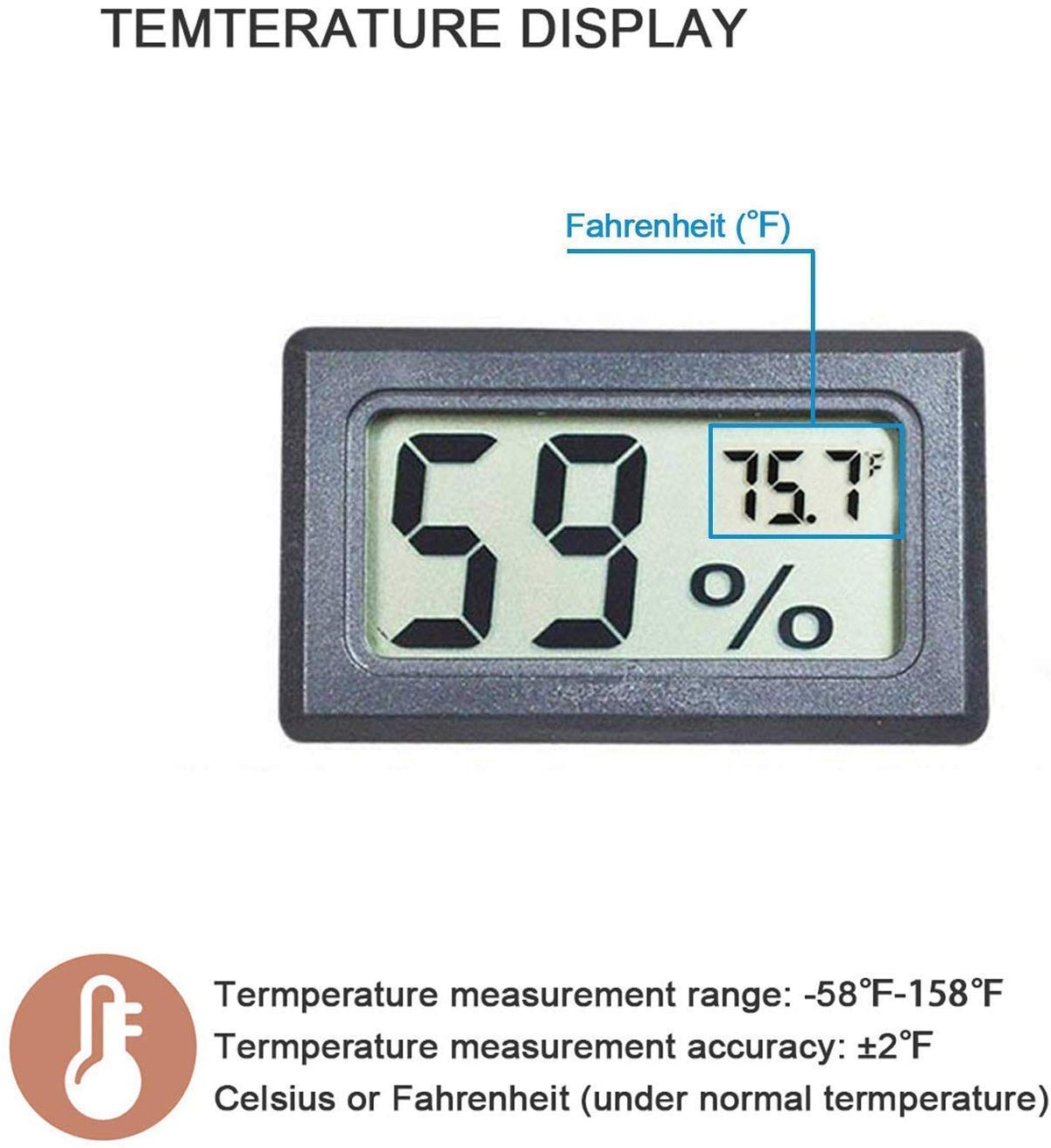 4-Pack Mini Digital Temperature Humidity Meters Gauge Indoor Thermometer Hygrometer LCD Display Fahrenheit (℉) for Reptile Tank,Jars,Guitar Case,Greenhouse, Garden, Cellar, Fridge, Closet