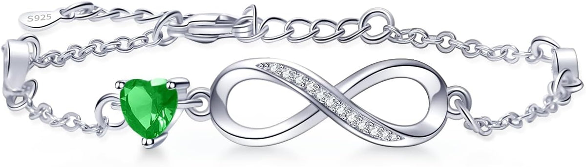 Bracelets for Women Sterling Silver Infinity Heart Bracelet Charms Bracelet Trendy Dainty Gift for Ladies Womens Wife Bride Sister Friend Anniversary Birthday Mothers Day Valentines Gifts for Her