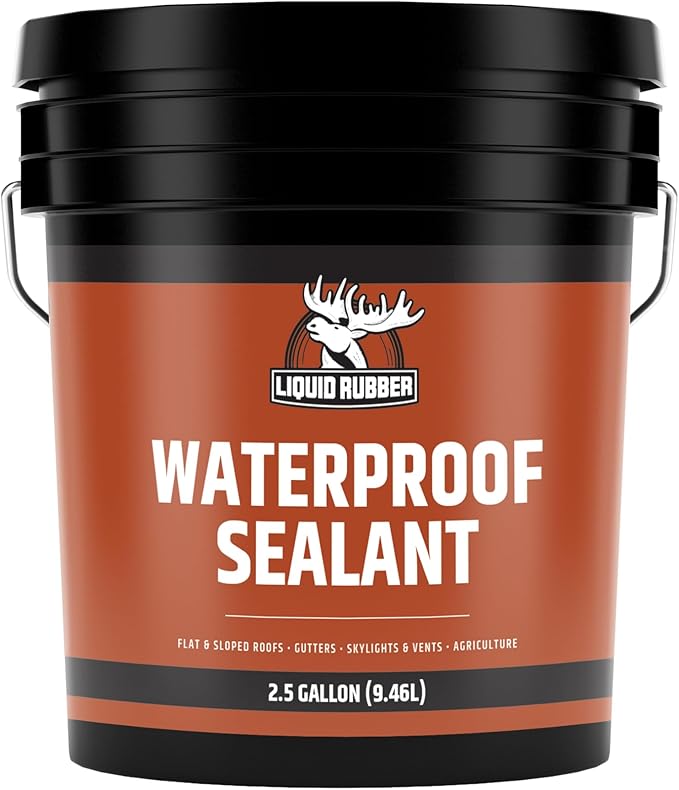 Liquid Rubber Waterproof Sealant – DIY Leak Repair Coating for Flat, Metal & Low Slope Roofs, Foundations, Gutters & More – Flexible Protective Membrane - Black - 2.5 Gallon