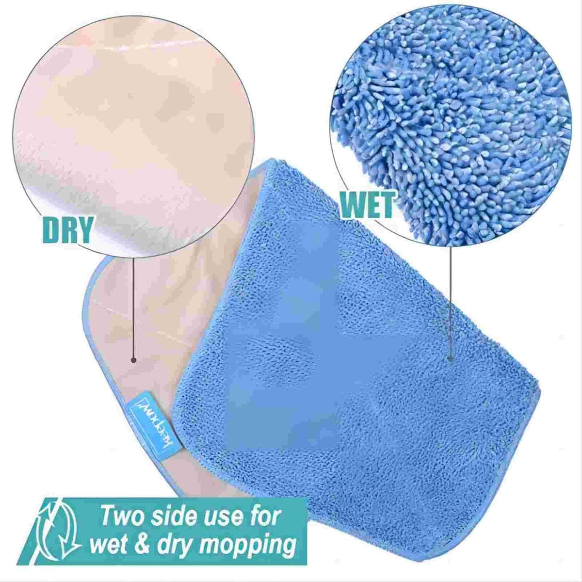 KEEPOW Microfiber Mop Cloth Refills Compatible with MR.SIGA Professional Microfiber Mop, 5 Pack Reusable Flat Mop Refills for Hardwood, Laminate, Tile Floor Cleaning