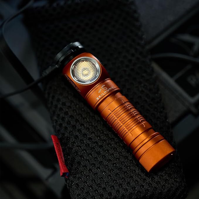 H150 Compact USB Magnetic LED Headlamp, Rechargeable EDC Light for Camping, Running, Hiking, Outdoor (Orange, Warm White High CRI 3000K)