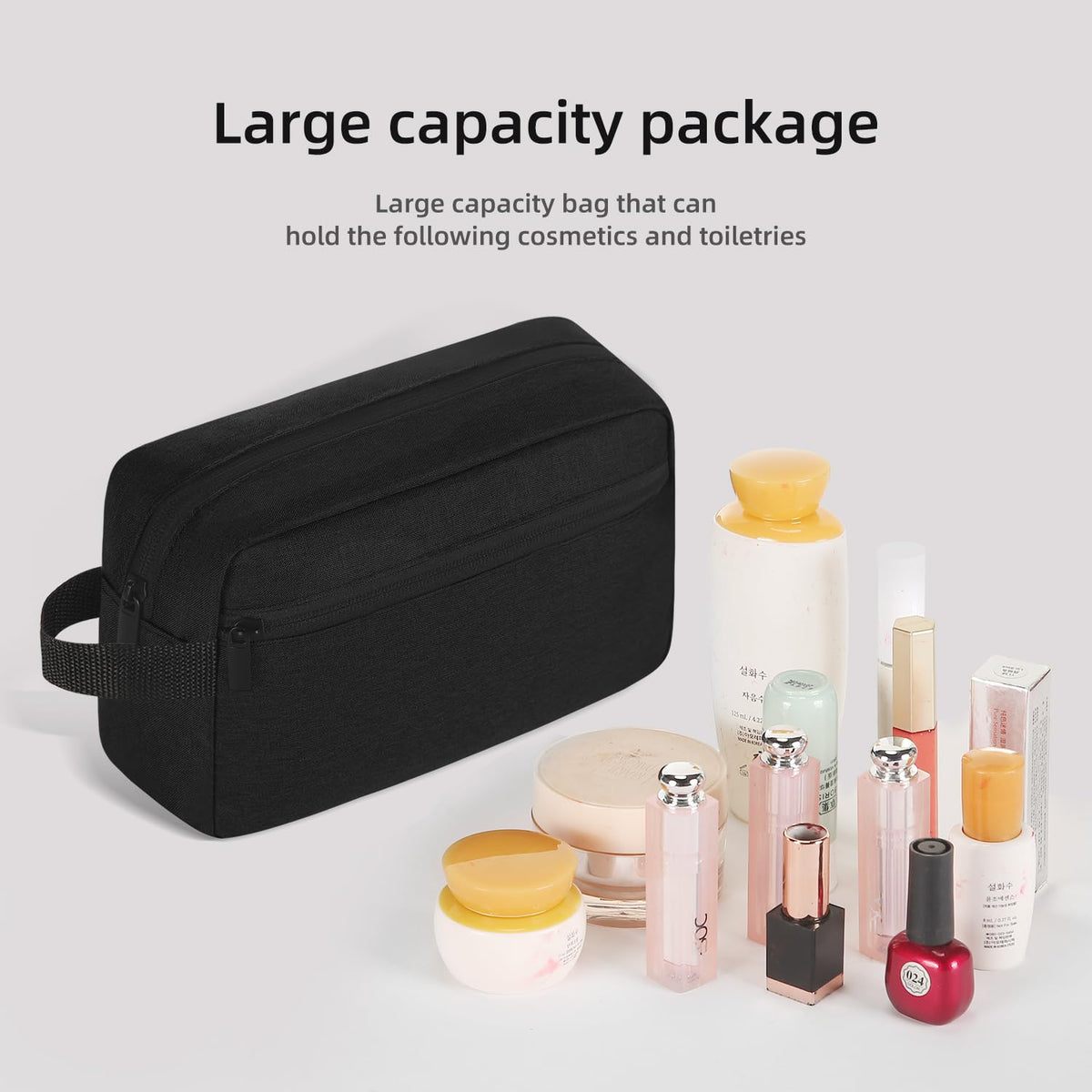 Icramsy Travel Toiletry bag Toiletry bag for women men Hanging Cosmetic bag Travel accessories for Women Men (Black)