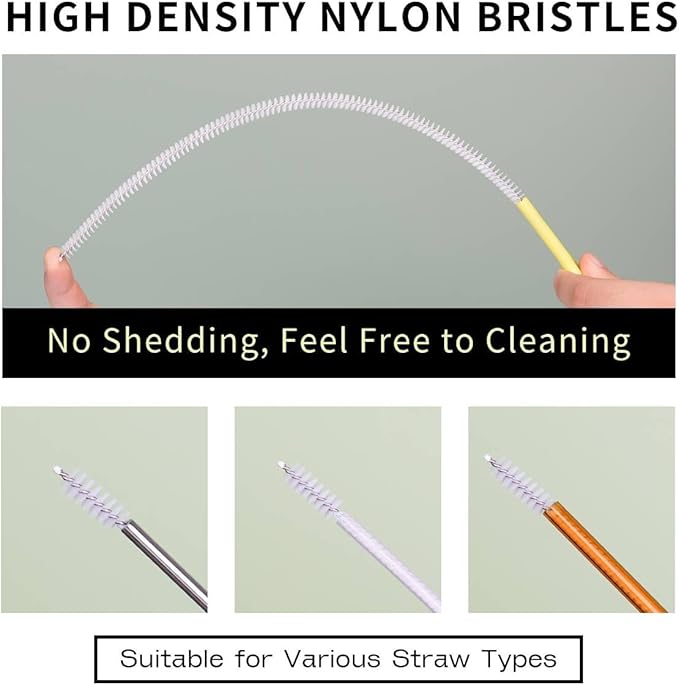 Straw Clean Brush Extra Long 12 Inch Straw Tube Brushes for Cleaning, Reusable Drinking Straw Cleaner Brush Set, Glass Pipe Cleaning Brush