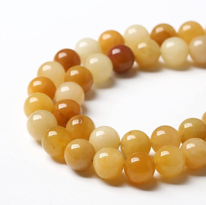 12mm 32pcs Natural Yellow Aventurine Jade Beads Round Loose Beads Energy Crystal Healing Power Gemstone for Jewelry Making DIY Bracelet 15 Inch