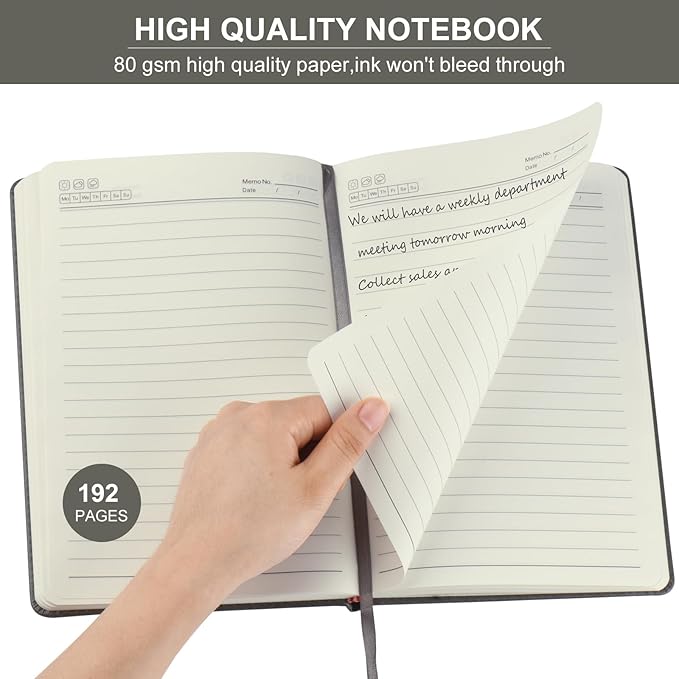 ZCZN 6 Pack Lined Journal Notebooks, 192 Pages A5 Hardcover Leather Journals for Work,Writing,School & Travel, College Ruled Journaling Notebooks for Notes Taking,Diary Notepad (Light Green*6)