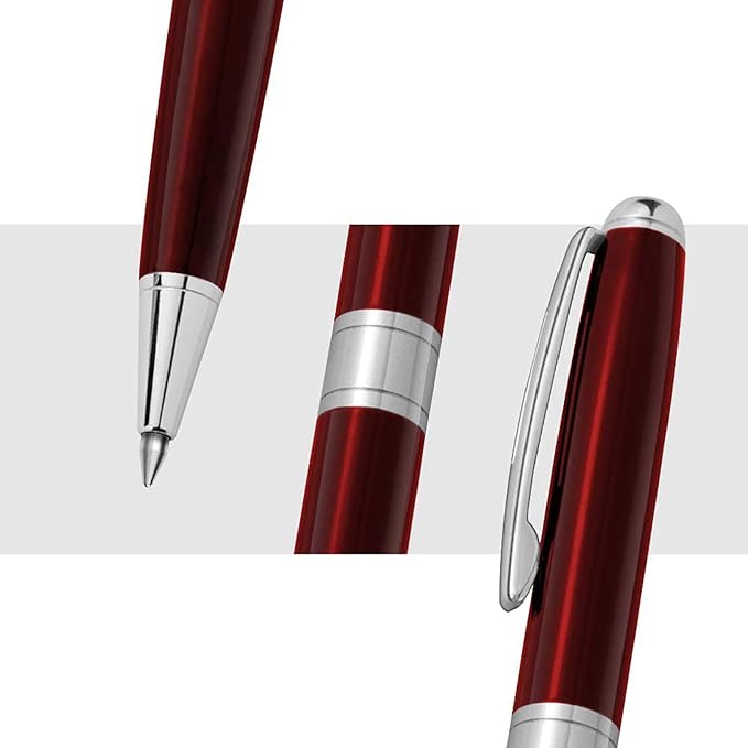 Cambond Ballpoint Pens Red Pen - Black Ink Fancy Pens for Journaling Gift Business Men Police Flight Attendants, Smooth Writing 1.0 mm Medium Point, 3 Pens with 3 Extra Refills (Red)