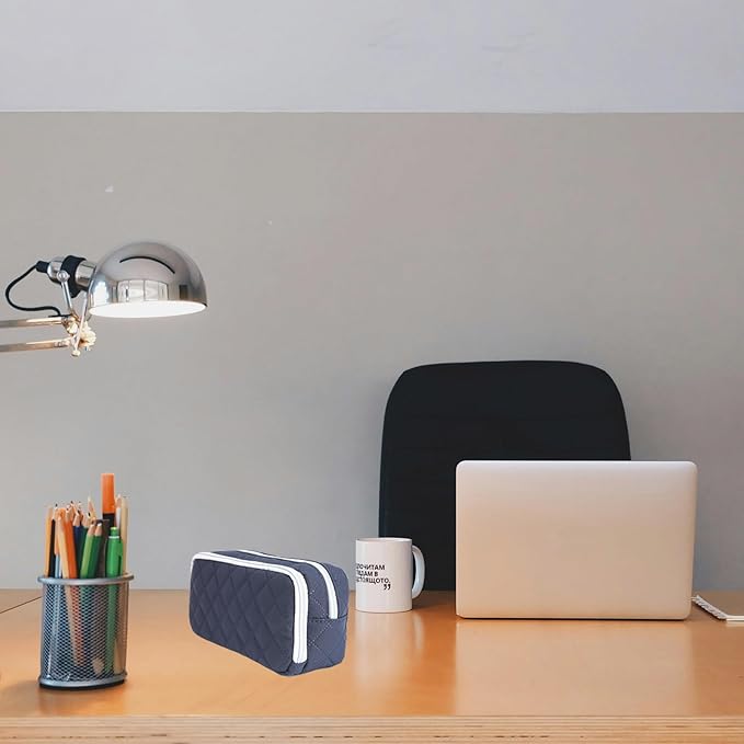 Della Gao Small Pencil Case Large Capacity Pencil Pouch Marker Pen Bag Coin Pouch Office Stationery Organizer (DarkBlue-02RH)