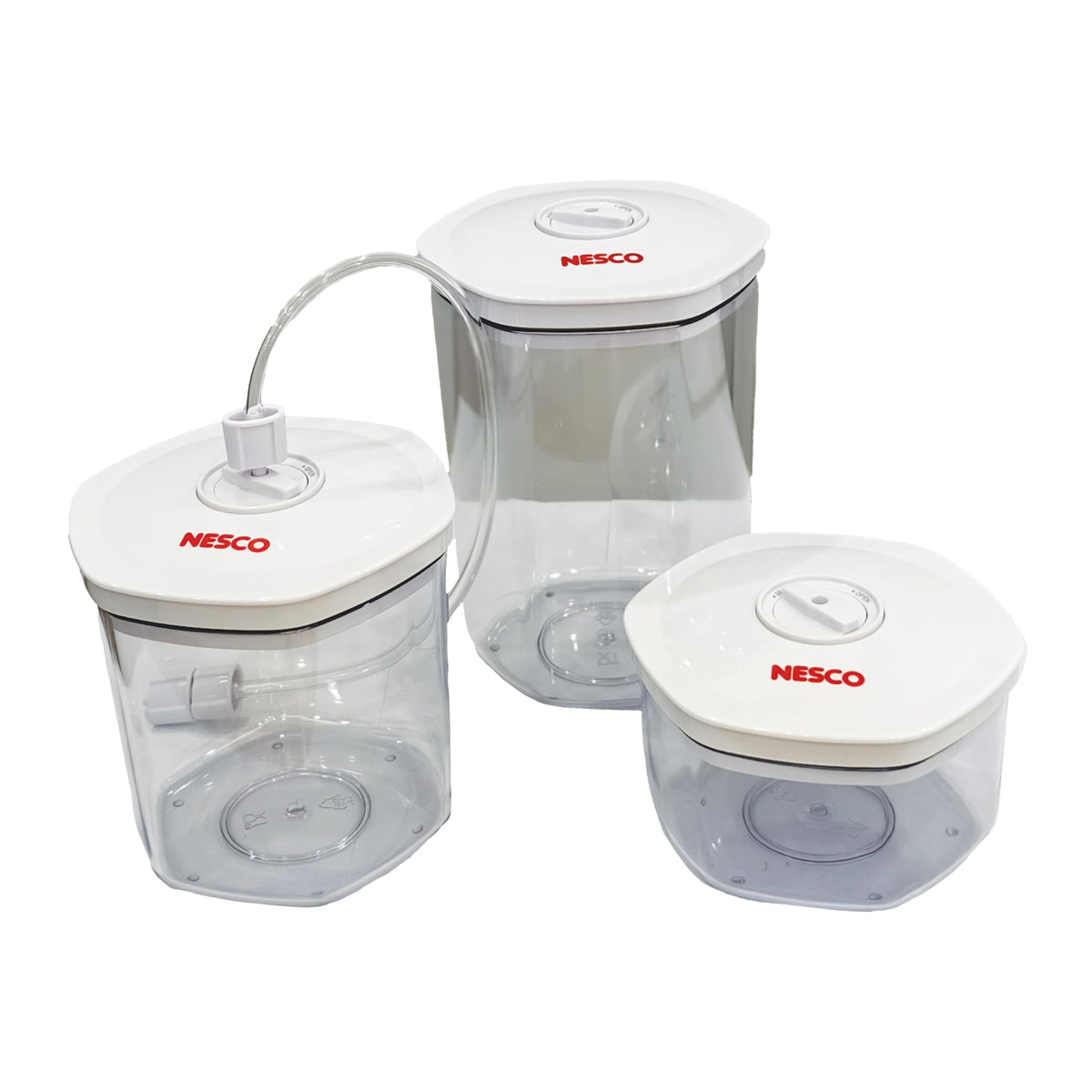 NESCO 3-Piece Vacuum Canister Set – BPA-Free Food Storage Containers with Lids, for Marinating, Meal Prep, Pantry Organization, Compatible with Vacuum Sealers