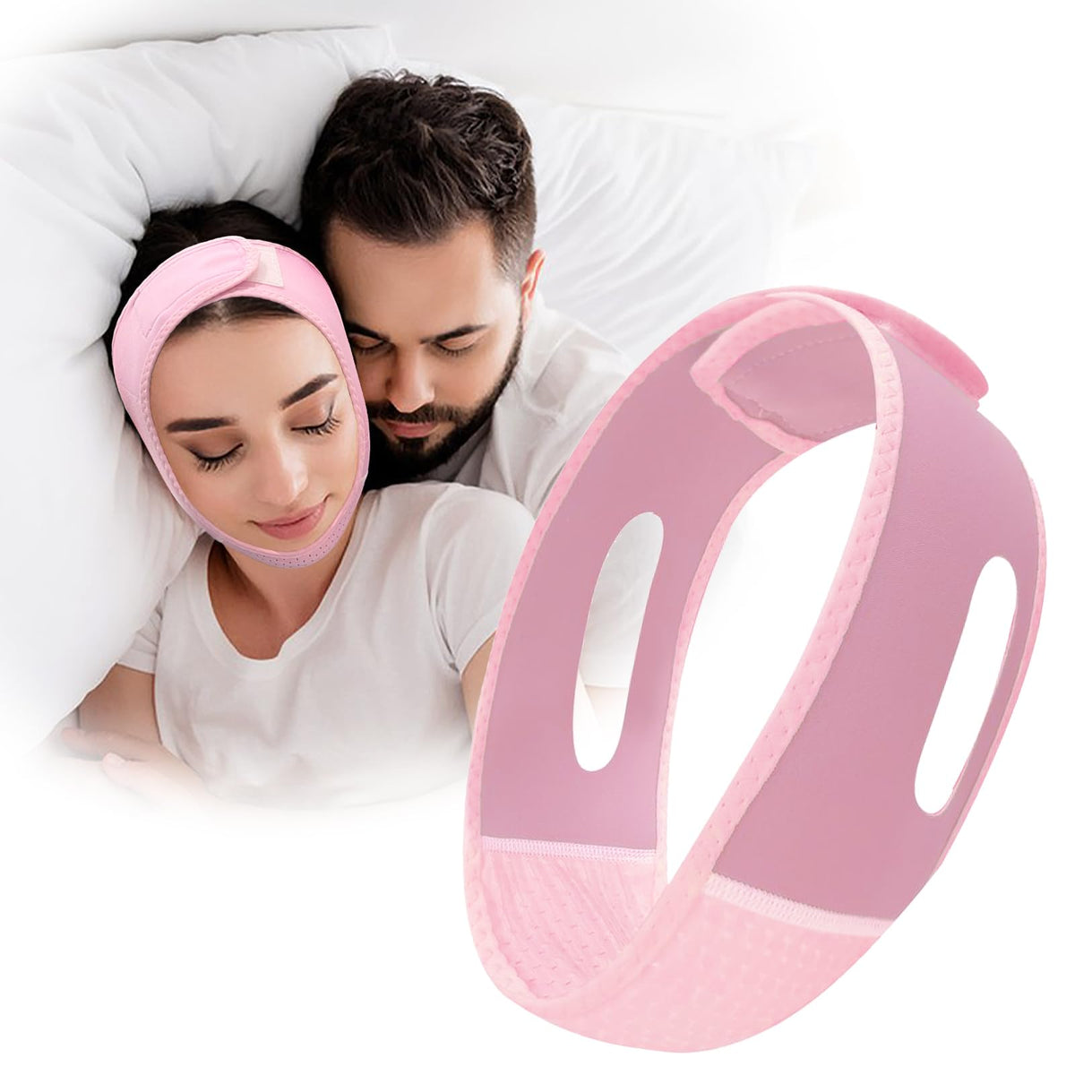Chin Strap for CPAP Users, Chin Strap for Snoring, Chin Srap for Sleeping, Anti Snoring Devices Adjustable, Anti Snoring Devices Breathable and Reusable, Chin Strap for Men and Women to Stop Snoring