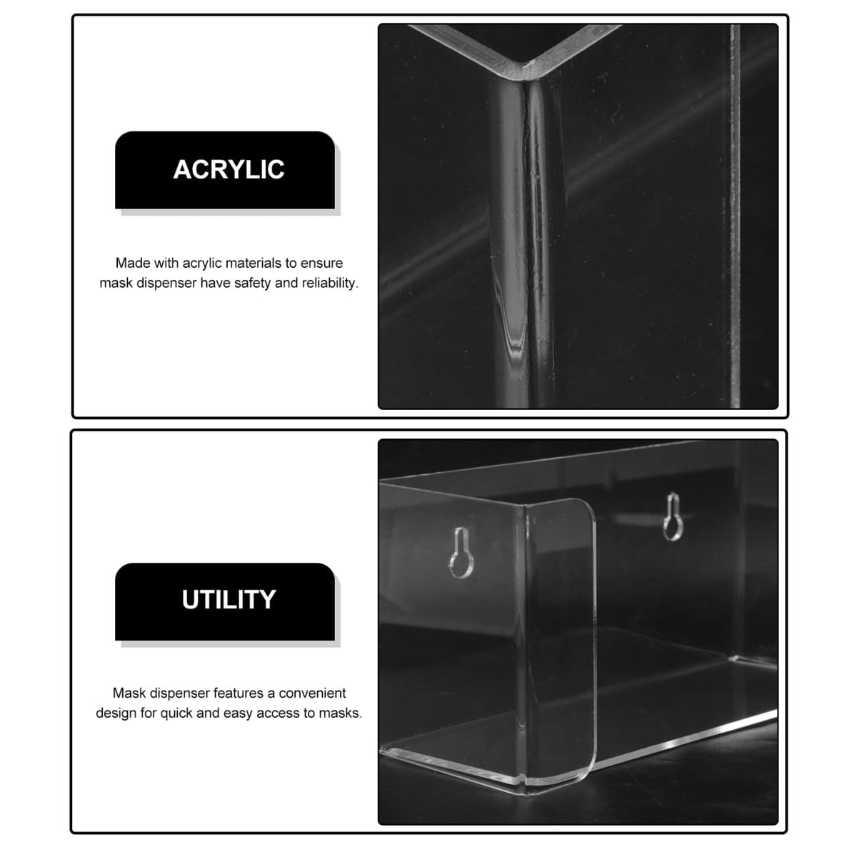 Acrylic Wall Mount Glove Dispenser and Mask Holder Storage Box for Laboratory and Office 2 in 1 Mask and Glove Organizer