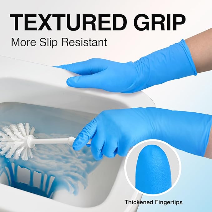 Schneider Nitrile Exam Gloves, Extended 12 Inches Cuff, X-Large, 100-ct Box, 4 mil, Gloves Disposable Latex Free, Powder Free for Medical, Food Prep, Cleaning, Cooking, Blue