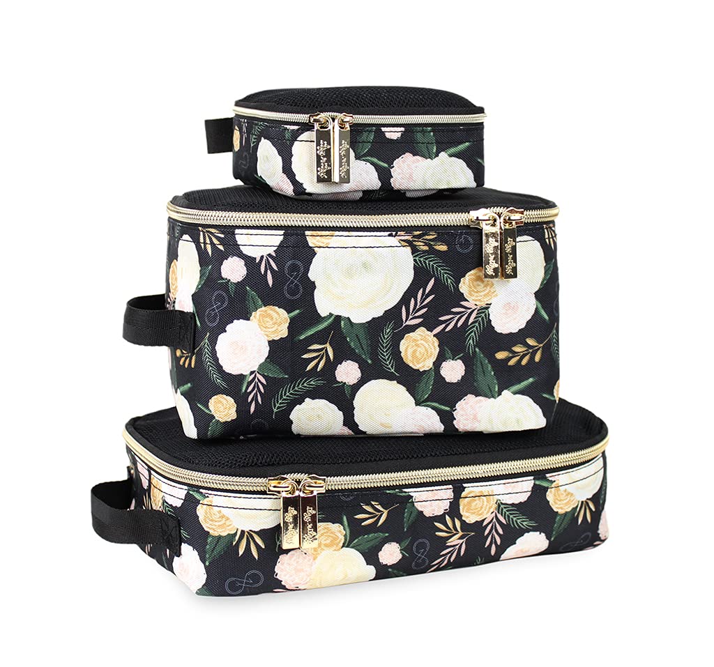 Chelsea + Cole for Itzy Ritzy Packing Cubes – Set of 3 Floral Packing Cubes or Travel Organizers; Each Cube Features a Mesh Top, Double Zippers and a Fabric Handle; Floral