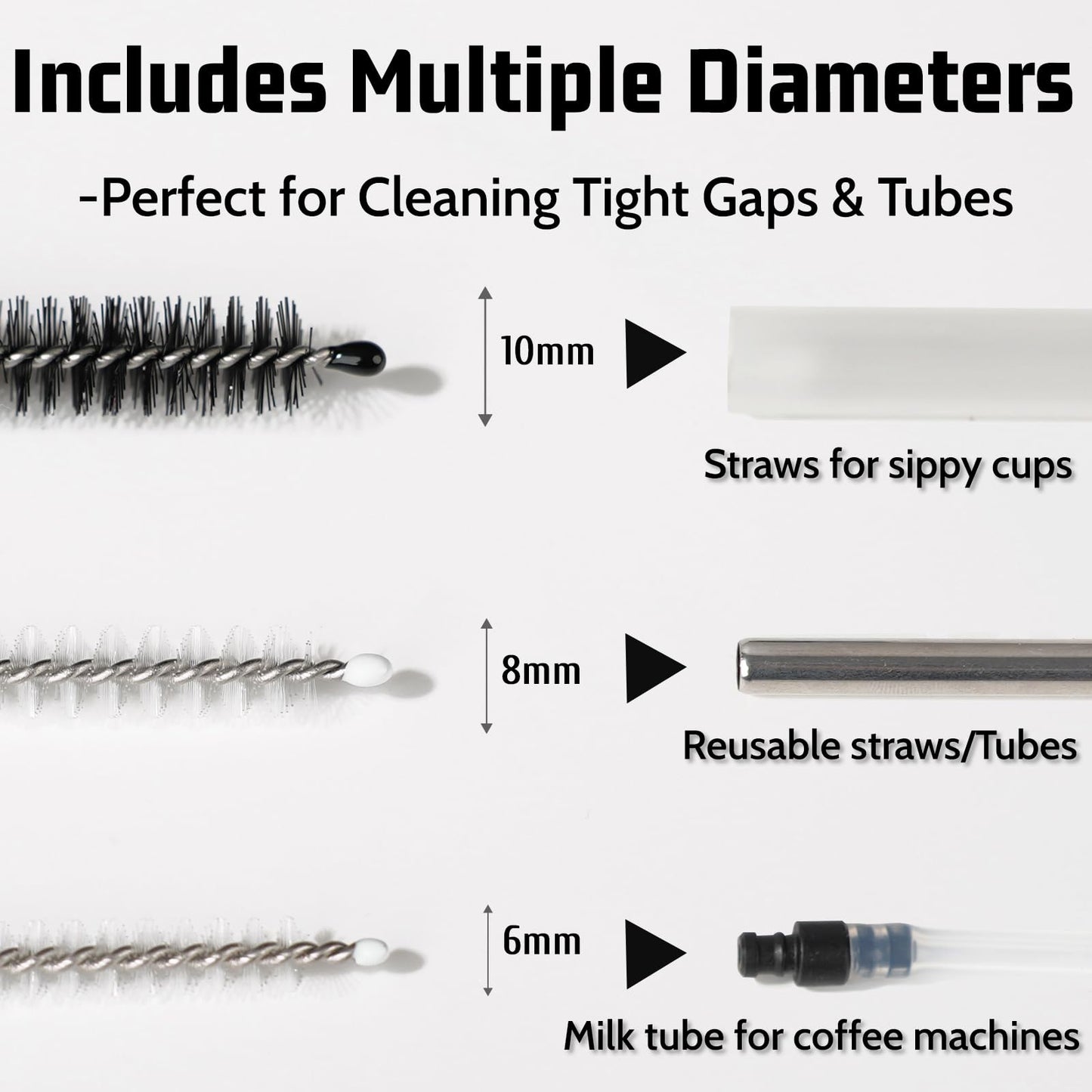 Milk Foamer Hose Brush, Tube Hose Cleaner Brush Ideal for Espresso & Coffee Machine Attachments，Extra Long Stainless Steel Brush for Cleaning Reusable Drinking Straws, Keg Lines and Pipes(13.7in)