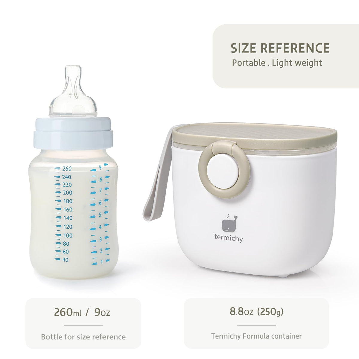 Termichy Baby Formula Dispenser, Portable Formula Dispenser Container with Scoop and Carry Handle for Travel Outdoor Activities for Baby Infant, 500ml