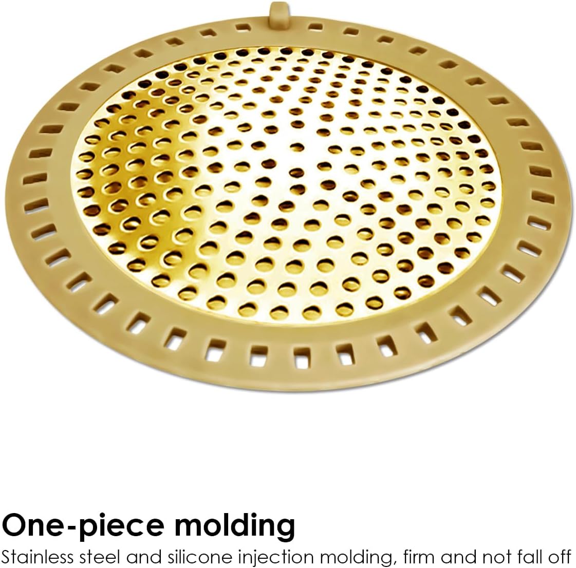 2PCS Hair Catcher Shower Drain/Strainer/Cover/Filter/Trap, Bathtub Drain Cover Hair Catcher, Hair Stopper for Bathroom Sink/Floor Drain, Stainless Steel and Silicone Drain Strainer, Gold