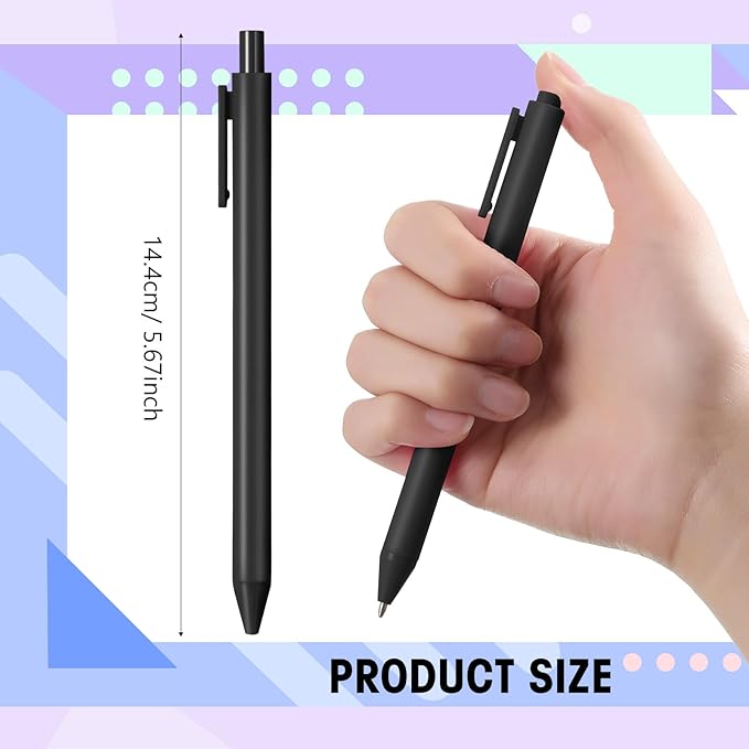 Teling 100 Pcs Ballpoint Pens Retractable Comfortable Cute Stylish Writing Pens in Medium Point 1.0 mm for Office Supplies(Black)
