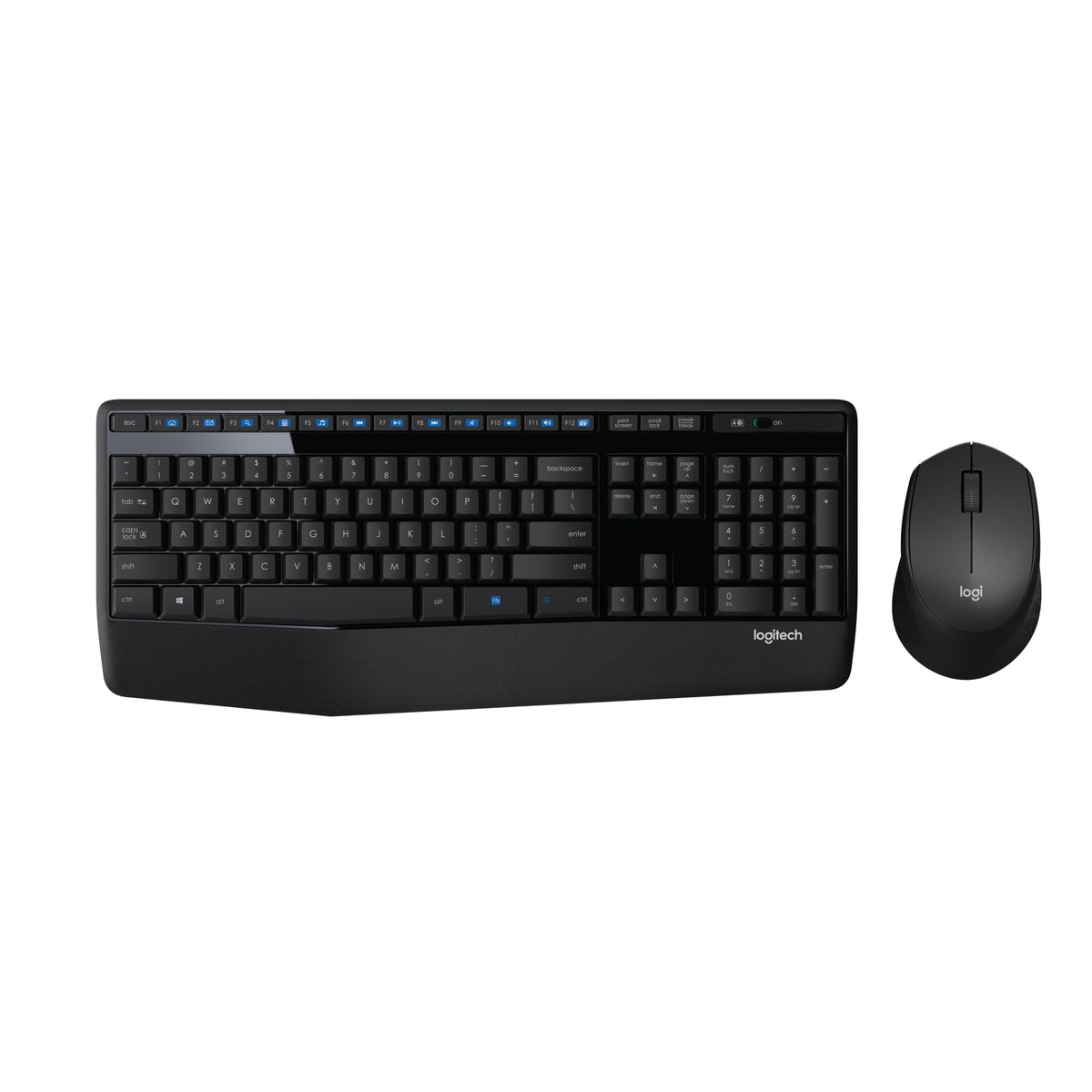 Logitech MK345 Wireless Keyboard and Mouse Combo with Palm Rest, 2.4 GHz USB Receiver, Compatible with PC, Laptop, Black