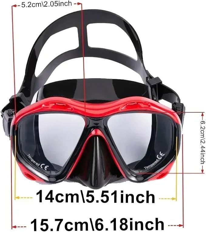 Hyperopia Diving Mask, +2.0 to +5.0 Farsighted Presbyopia Snorkel Mask, Tempered Glass Lens, Anti-Fog Leakproof Silicone Seal for Men Women Underwater Vision