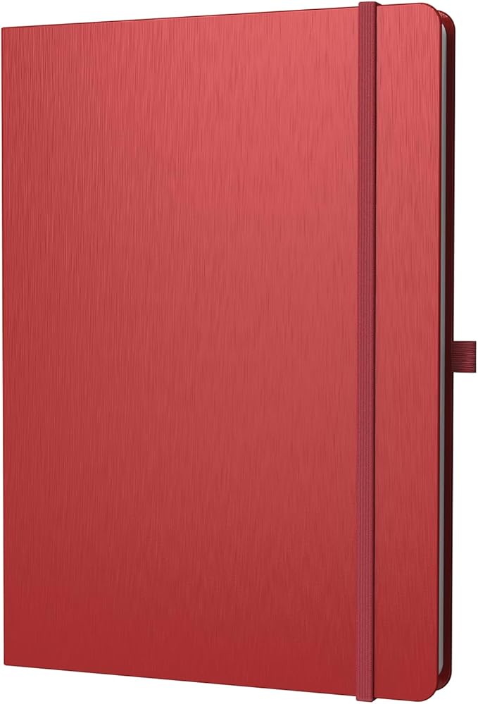 A4 Lined Journal Notebook, 8mm Ruled Notepad, Journaling for Writing, Work, School, Travel and Note Taking, Hardcover 160 Pages (80 Sheets) 8.27 x 11.6 inches (Red)