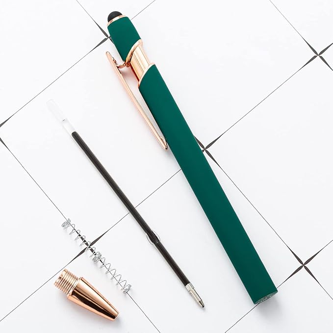 Custom Engraved Ballpoint Pens Bulk, Personalized with Name/Logo, Black or Blue Ink, Smooth Writing for Office, School, Business, Church, Reunion 100 Pcs Bulk Green