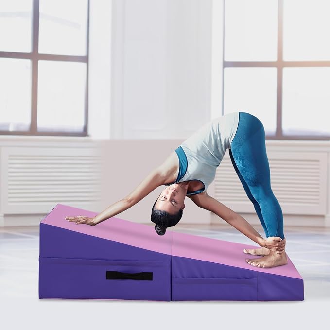 BestMassage Gymnastics Mat Incline Mat Tumbling Mat Folding Gymnastic Tumbling Mat Indoor/Outdoor Exercise Mat Home Gym Yoga Mat with Handle