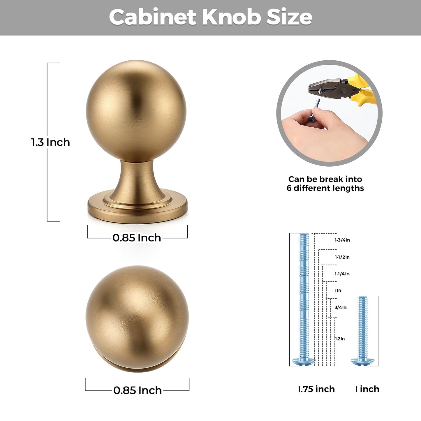 Ravinte Decor 12 Pack Champagne Bronze Cabinet Knobs, Round Ball Knobs for Kitchen Cabinets, Drawers, 0.85 Inch