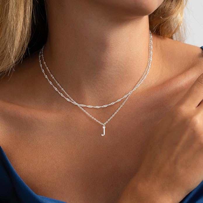 14K Gold Plated Initial Necklaces for Women Dainty Layered Letter Pendant Necklace Cute Choker Necklace Gift Trendy Stuff Personalized Jewelry Stack for Women Her