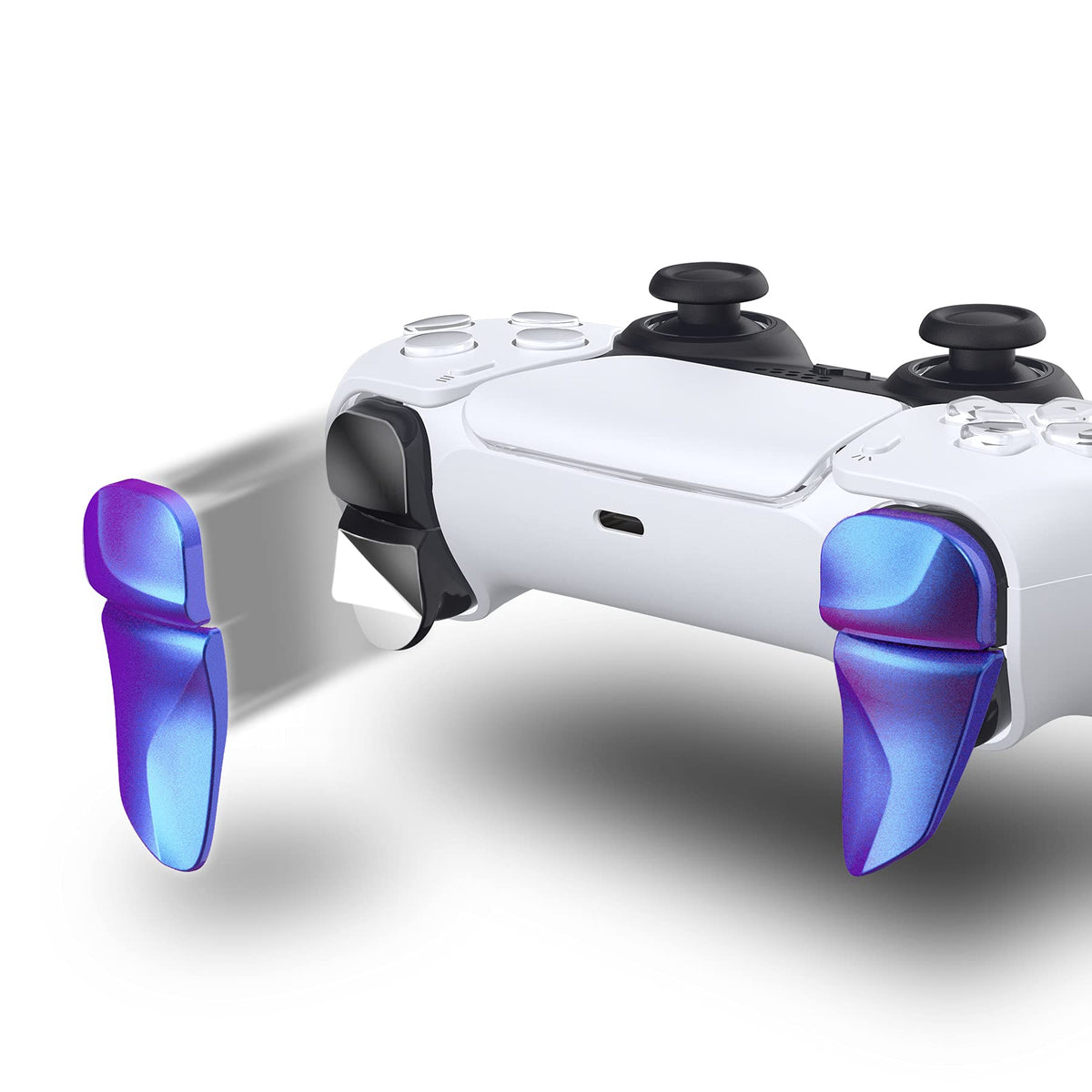 PlayVital Blade 2 Pairs Shoulder Buttons Extension Triggers for ps5 Controller, Game Improvement Adjusters for PS Portal Remote Player, Bumper Trigger Extenders for ps5 Edge - Chameleon Purple Blue