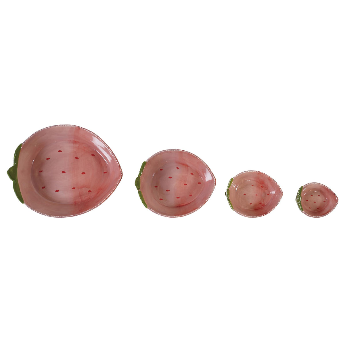 Creative Co-Op Hand-Painted Stoneware Strawberry Shaped Nesting Bowls, Pink and Green