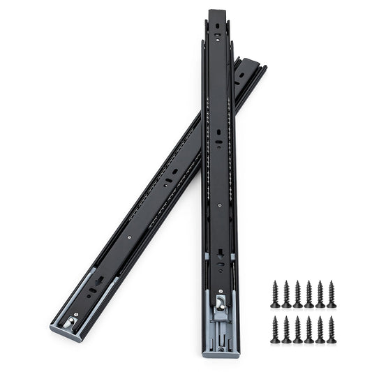 Soft Close Drawer Slides 20 Inch, Full Extension Ball Bearing Heavy Duty Drawer Slides Side Mount for Cabinet (1 Pair, Black)