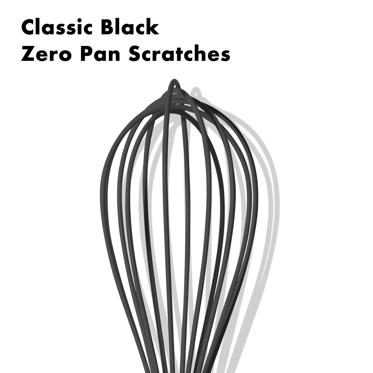OYV 10-Inch Black Silicone Whisk, Heat Resistant 480°F Kitchen Whisk with Stainless Steel Ergonomic Handle, Non-Scratch for Nonstick Cookware, Dishwasher Safe, Perfect for Blending, Cooking & Beating