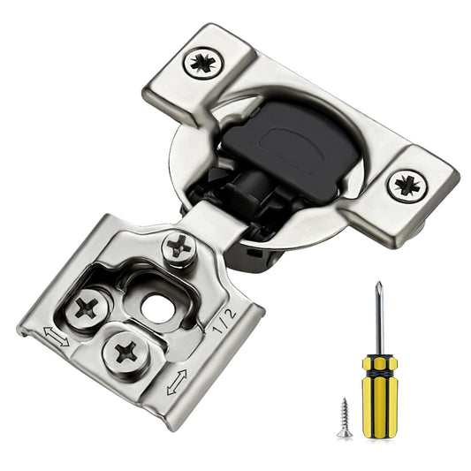 Ravinte 50 Pack 25 Pair 1/2 inch Overlay Soft Close Kitchen Cabinet Hinges Stainless Steel Adjustable Kitchen Hinges Satin Nickel Cabinet Hardware