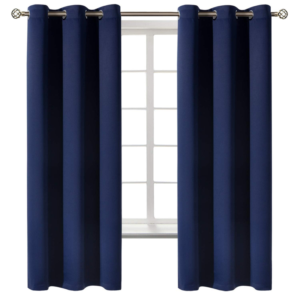 BGment Blackout Curtains for Bedroom 63 Inches Long - Navy Blue Room Darkening Thermal Insulated Sunlight Blocking Grommet Window Drapes for Kids Boys Room, Set of 2 Panels, 42 x 63 Inch