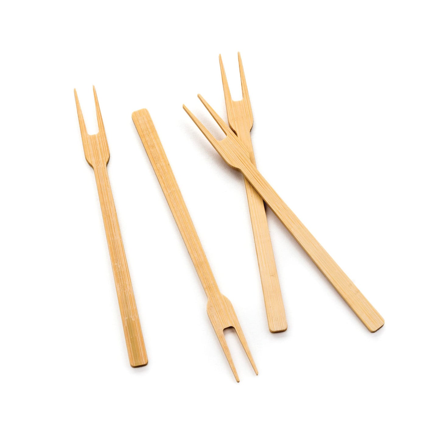 RSVP International Compostable Bamboo Serving & Cocktail Picks, Appetizer Fork, 50-Count, 6"
