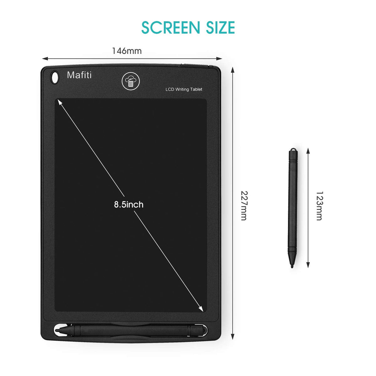 Mafiti LCD Writing Tablet 8.5 Inch Electronic Writing Drawing Pad Portable Doodle Board Gifts for Kids Office Memo Home Whiteboard Black