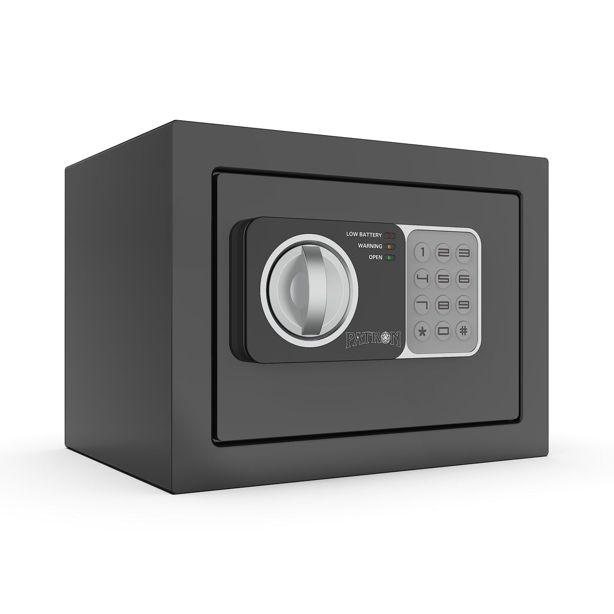 PATRON small safe box with key，mini safe for money，small coin safes for home with code，little jewelry lock box for kids，Wall or Cabinet Safe for personal items，0.236 Cubic Feet Black