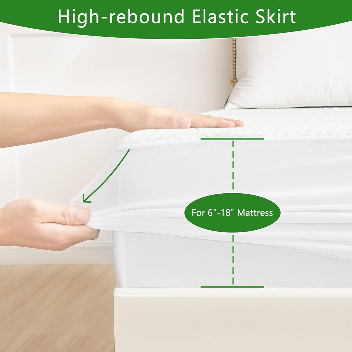 GOONIK Split King Mattress Protector for Adjustable Bed, Breathable Bamboo Viscose Waterproof Split King Mattress Pad Cover with 6-18 inches Deep Pocket