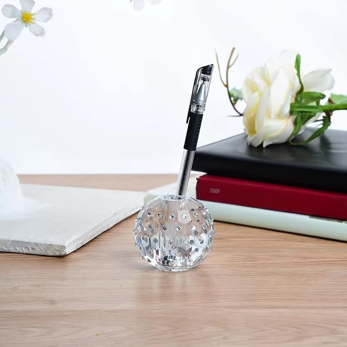 Crystal Glass Pen Holder Honeycomb Desk Accessory Fountain Pen Office Supplies Party & Gift Idea Home Decor (HONEYCOMB)