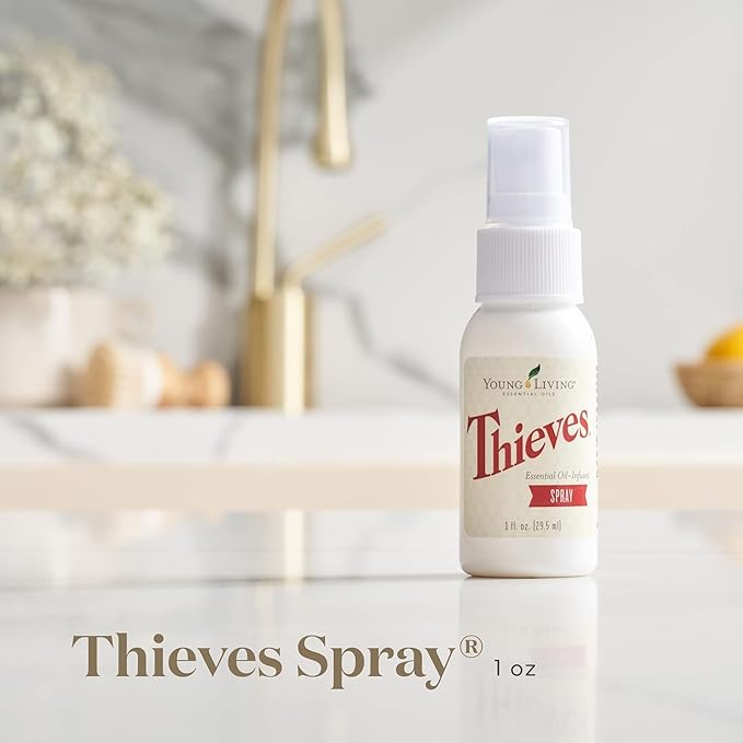 Young Living Thieves Spray | 1 oz | Portable Cleaner Spray, Formulated with Water & Alcohol, Ideal for Travel Essentials & Home; Fits in Backpack, Luggage, or Purse | 2 Pack