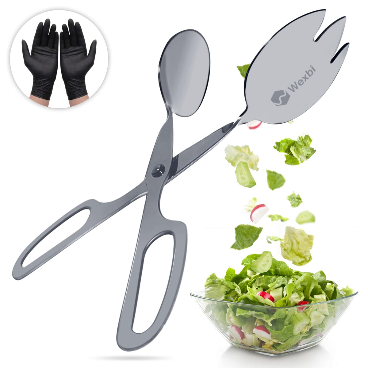 Salad Tongs 10-Inch – Heavy Duty Stainless Steel Serving Tongs for Salad, BBQ, Buffet, Kitchen & Party Use