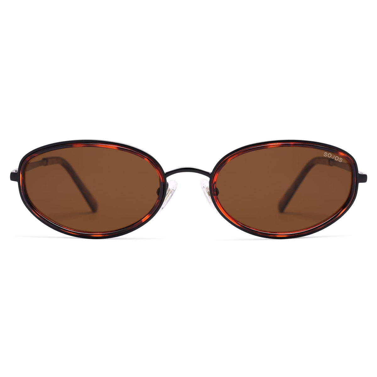 SOJOS Retro Trendy Oval Polarized Sunglasses for Women Men, 90s Vintage Circle Round Sunnies SJ1248, Brown tortoise/Brown