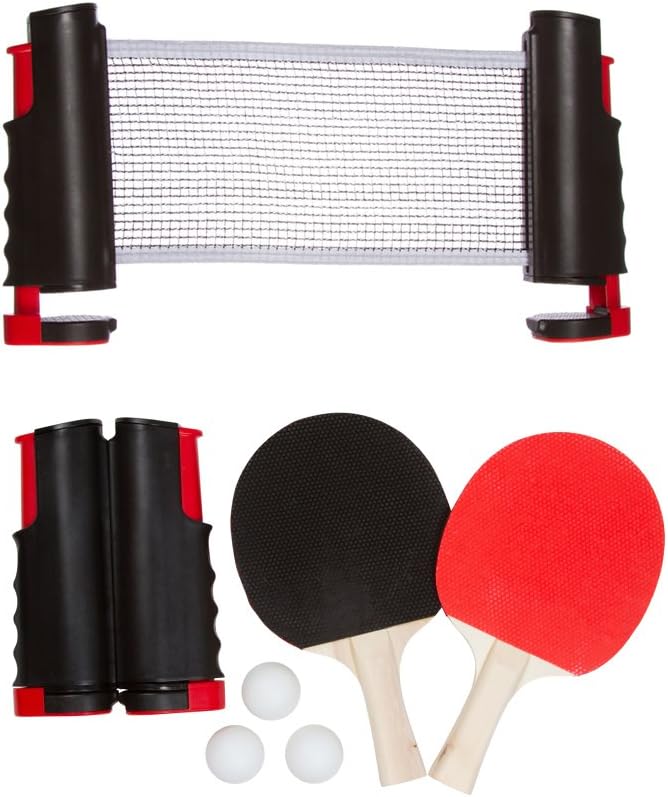 Trademark Innovations Portable & Lightweight Ping Pong Game Set (Red)