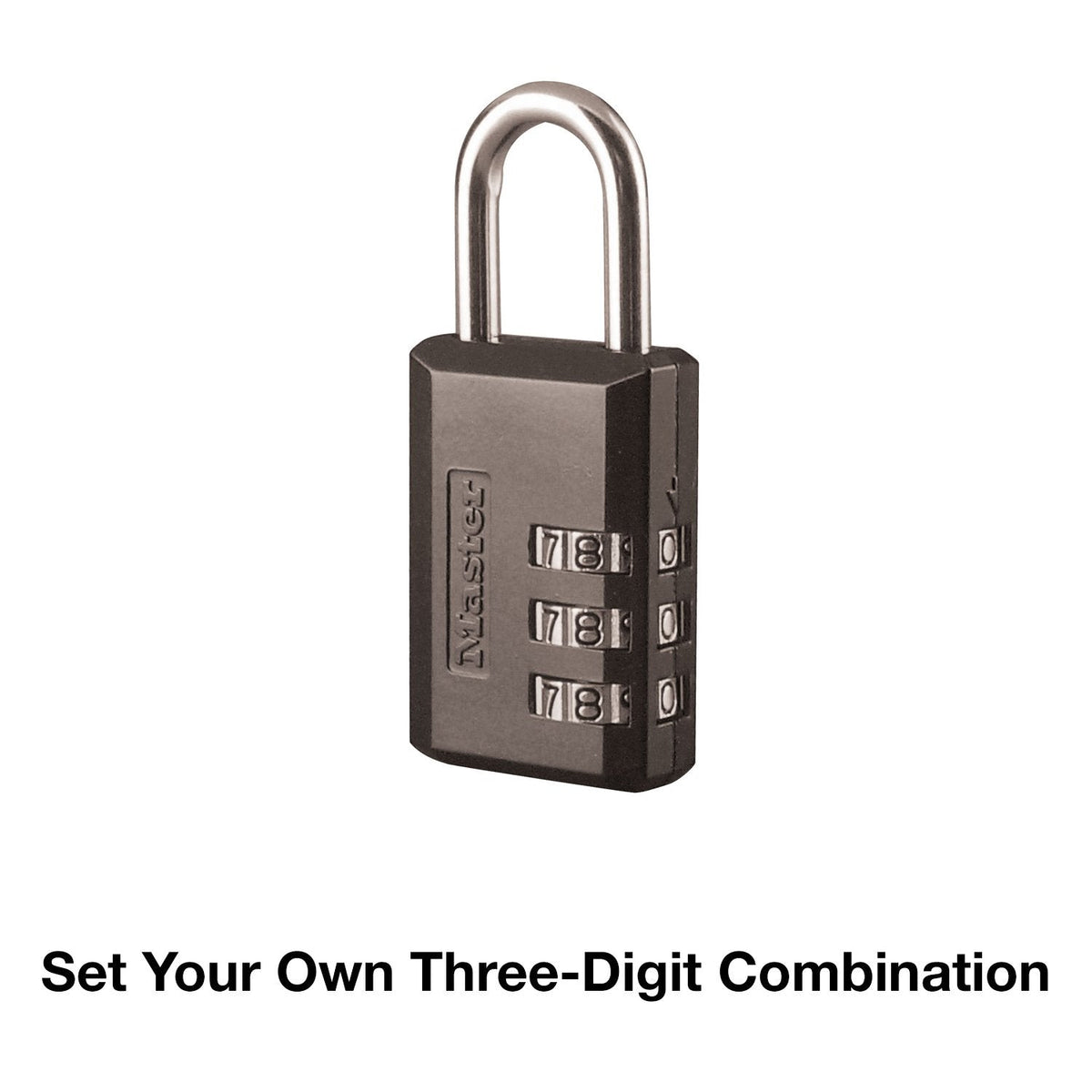 Master Lock Black Combination Padlock, Indoor Gym Locker Lock with Customizable 3-Digit Code for Luggage, Backpacks, Cabinets, 647D
