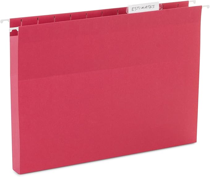 25 Blue Summit Supplies Hanging File Folders 1 inch Expansion, Assorted Colors Hanging File Folders Extra Capacity 1 inch, 11PT Paper, 1 inch Expandable File Folders, 25 Pack