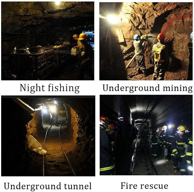 Rechargeable LED Mining Cap Lamp 1+6 Light Source, White Light Coal Miner Headlight for Hard Hat, Waterproof Underground Mining Light, High Brightness Safety Helmet Lamp for Outdoor Work