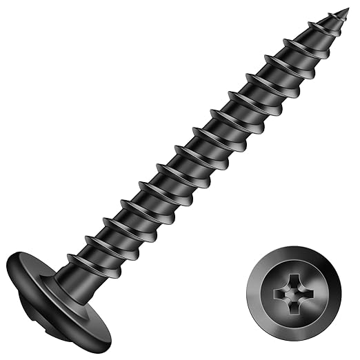 #8 x 1-1/4" Wood Screw 250Pcs Alloy Steel Standard Thread Truss Head Fast Self Tapping Black Oxide by SG TZH
