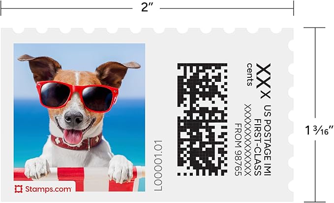 Summer Pup NetStamps 120-Pack (5 Sheets) Printable Postage Labels (Stamps.com Subscription Required) - Print Approved Postage - Inkjet & Laser Printers - Business, Personal, Home